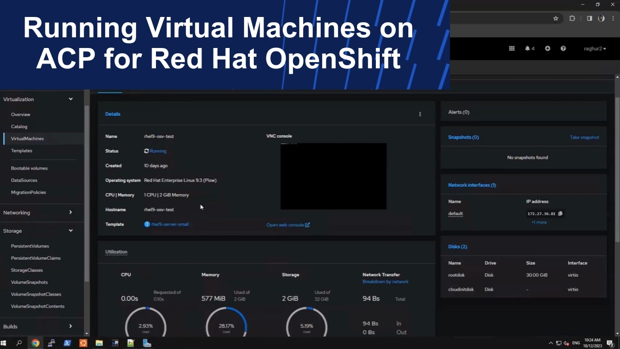 Red Hat OpenShift Virtualization running on APEX Cloud Platform