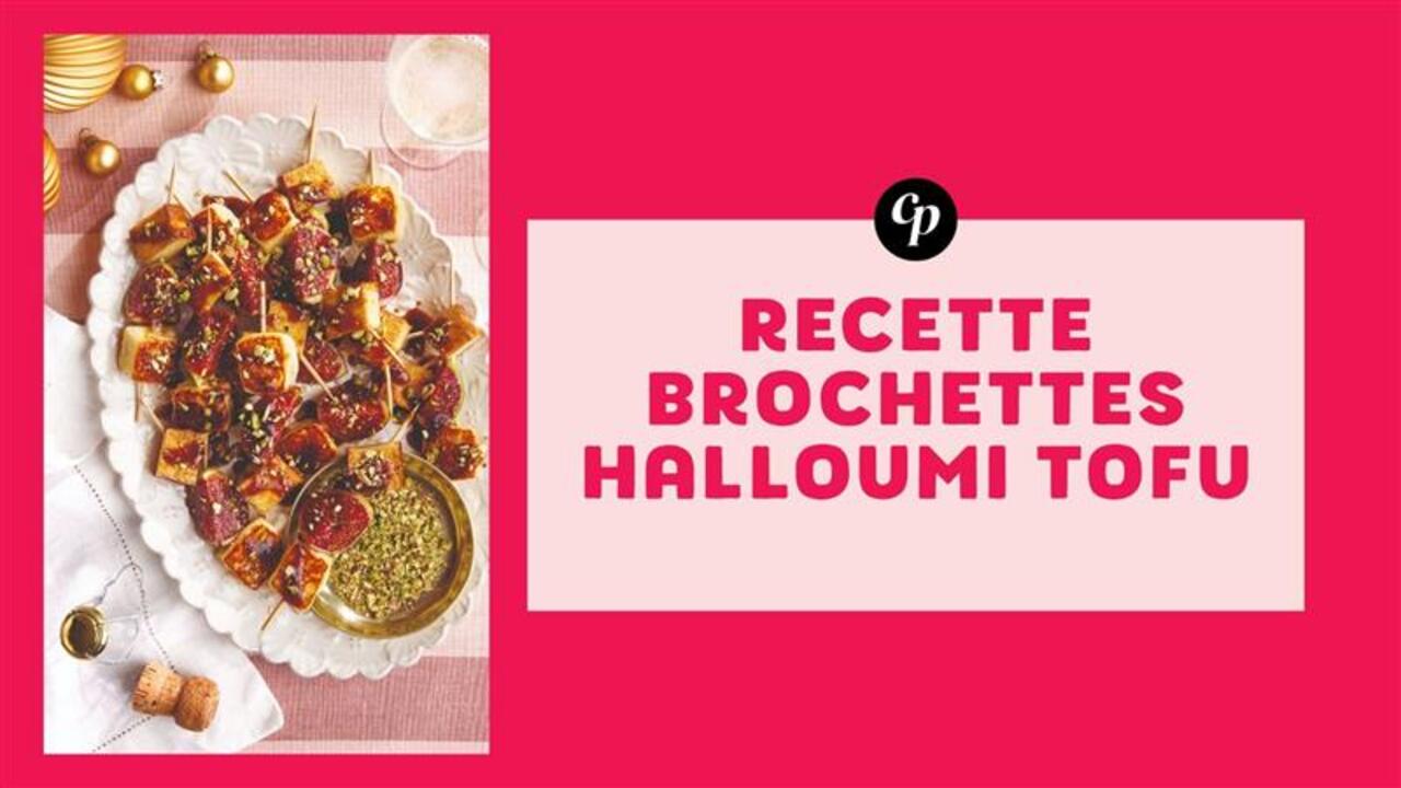 Recette mini-brochettes de halloumi, figues et tofu fumé au caramel miso-piment