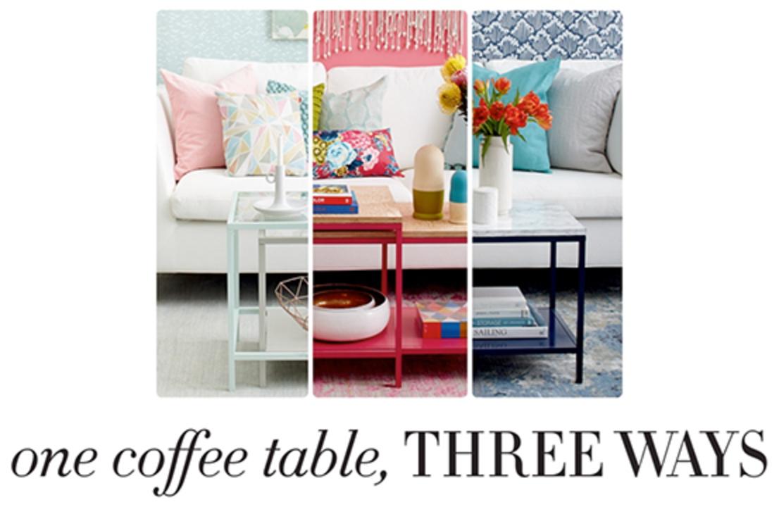 Coffee table makeover: 1 table, 3 looks