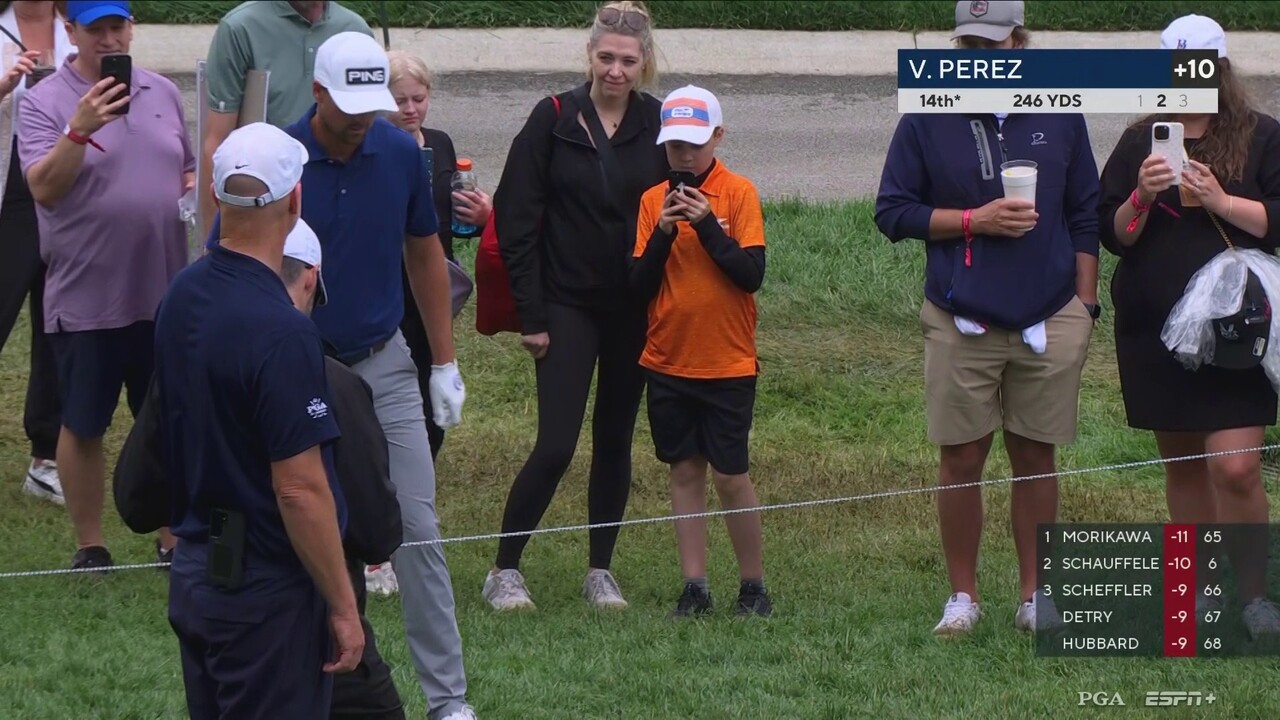 Victor Perez 2nd Shot of the 14th Hole in the 2024 PGA Championship Round 2  | PGA Championship