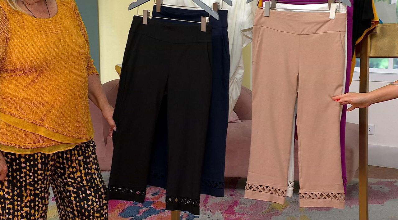 Nina Leonard Millennium Crop Pant with X-Strap Detail