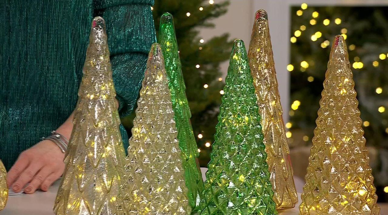 Winter Lane Twinkling Glass Ornaments 2-piece Set | HSN