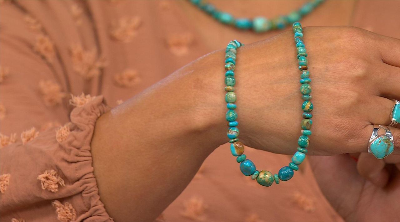 MexicanJewelry Marquetry Turquoise ペンダント Jay King Armenian Turquoise Bead 18