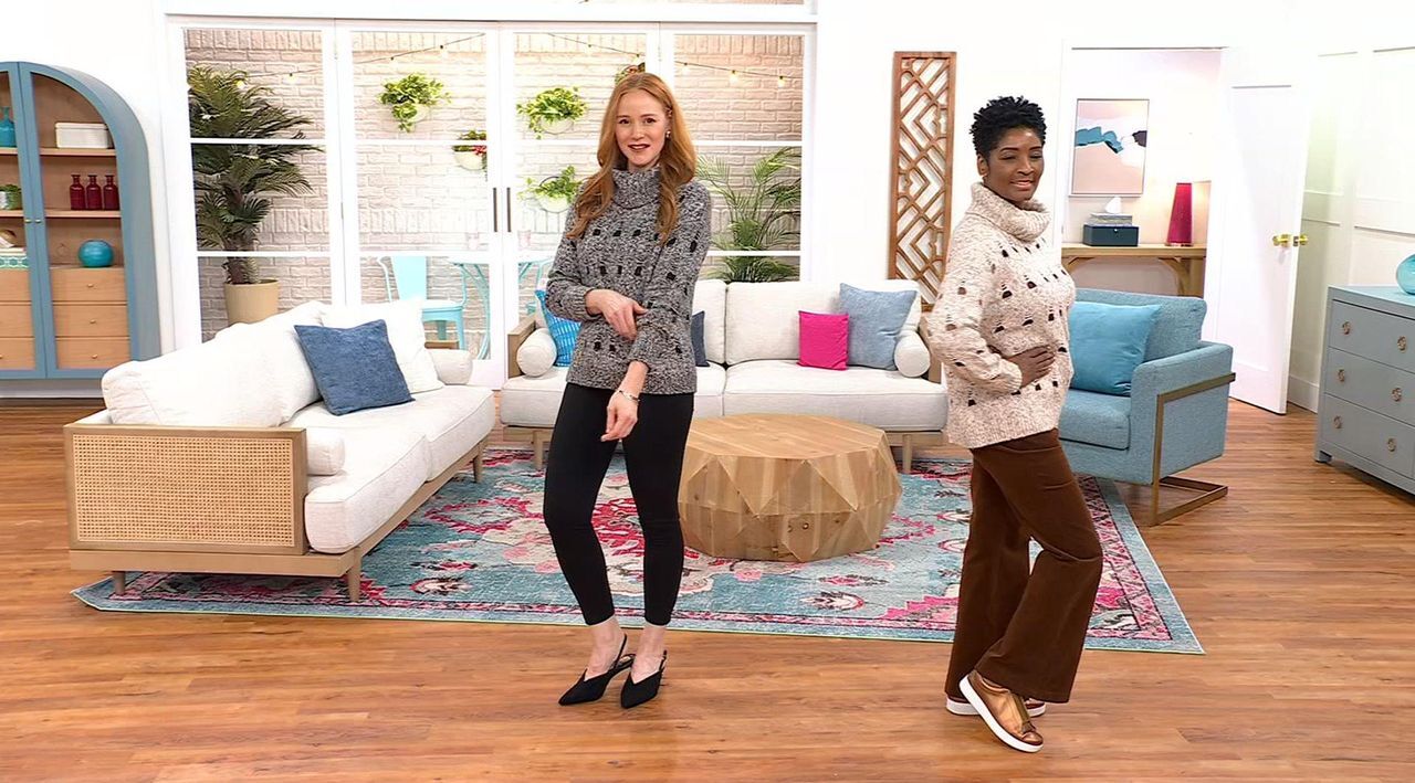 WynneLayers Turtleneck Marled Open Stitch Sweater | HSN