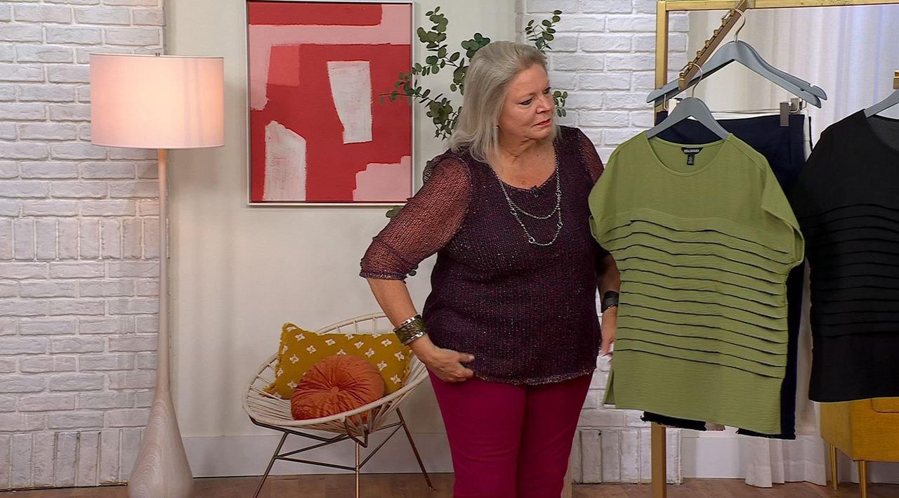 Nina Leonard Textured Wave Boatneck Top | HSN