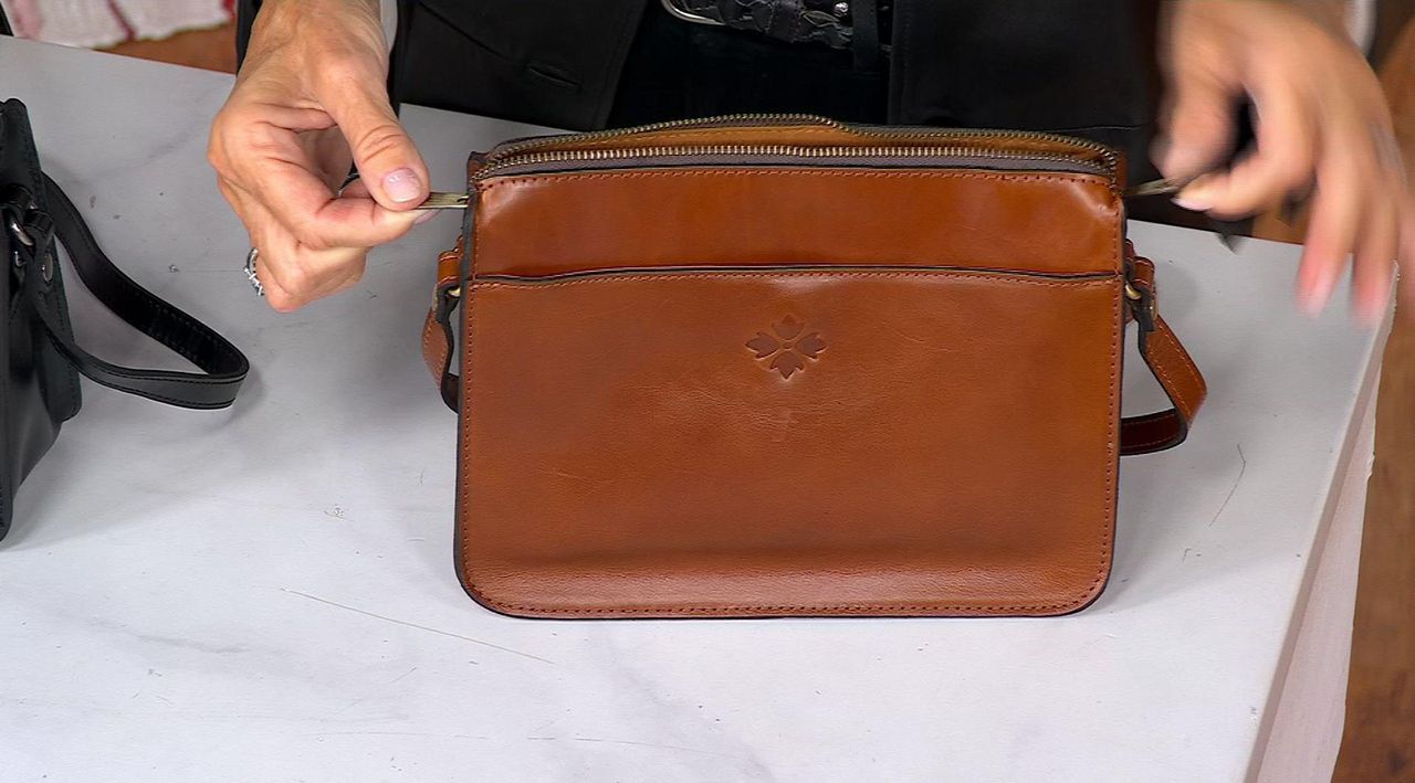 Patricia Nash Nazaire Leather Top Zipper Crossbody | HSN