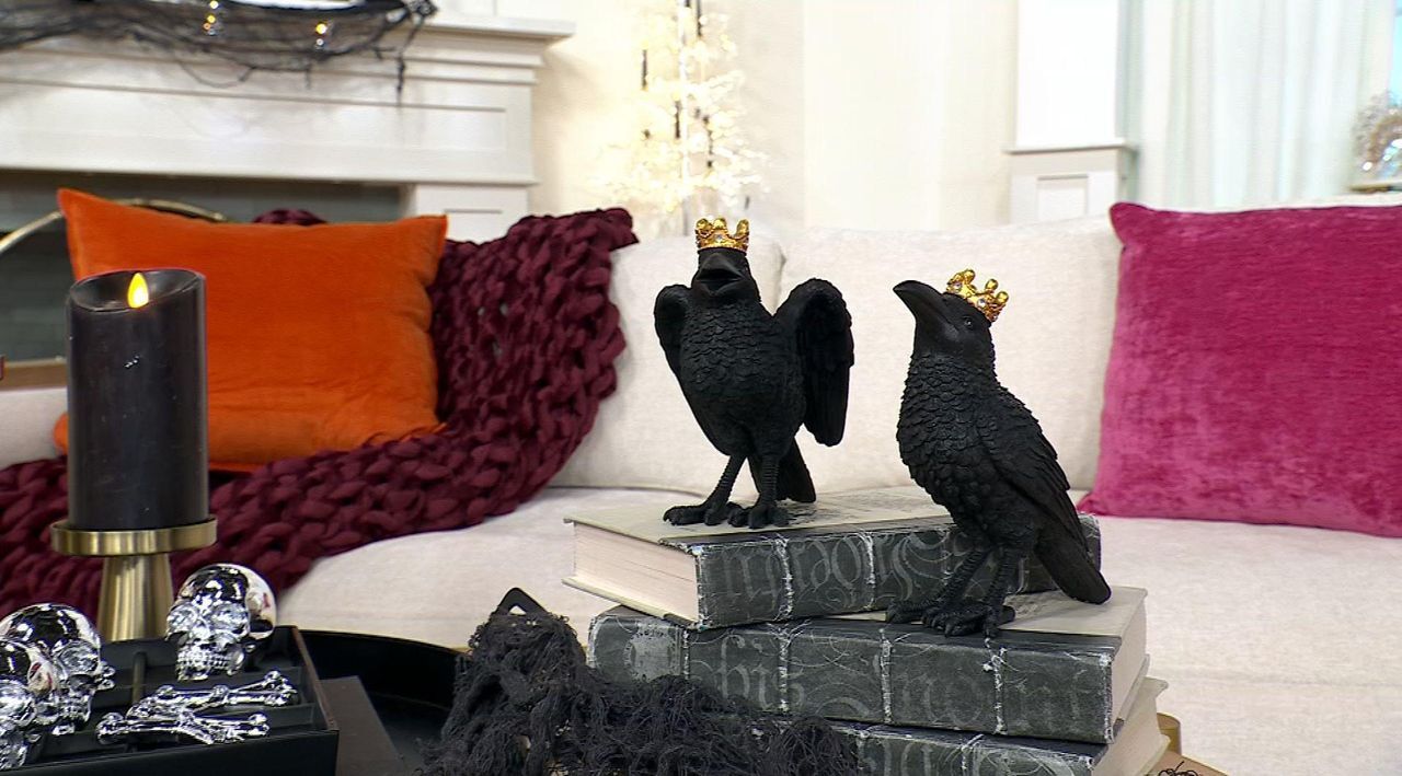 august & leo Set of 2 Jeweled Raven Statues | HSN
