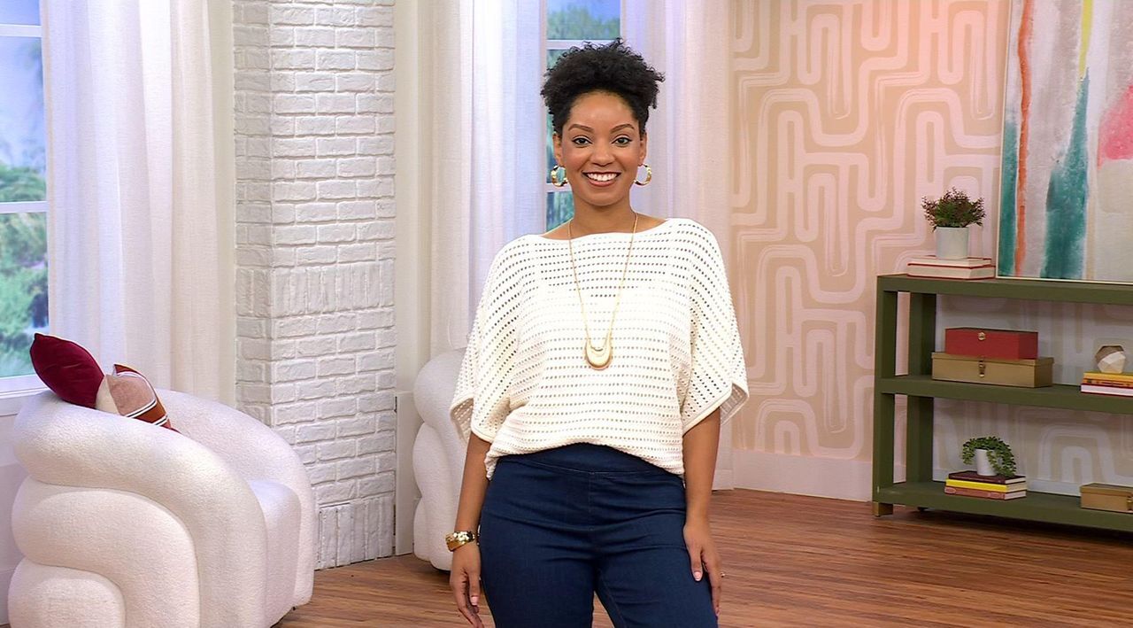 Jaclyn Smith Pullover Kimono Sweater with Sequin Detail | HSN