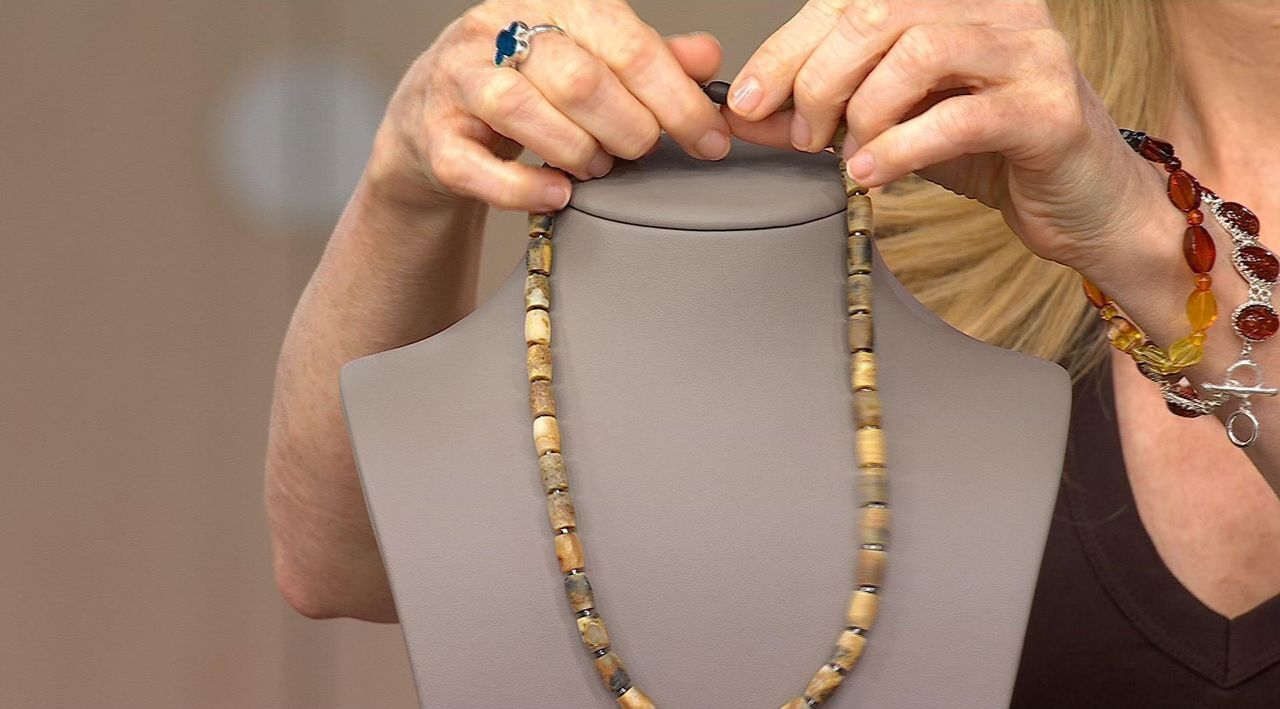 Amber Extraordinaire Marbled Amber and Hematite Beaded