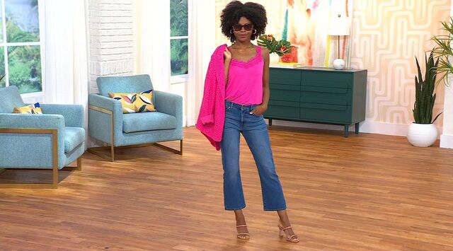 G by Giuliana Black Label Mid-Rise EcoChic Denim Kick Crop
