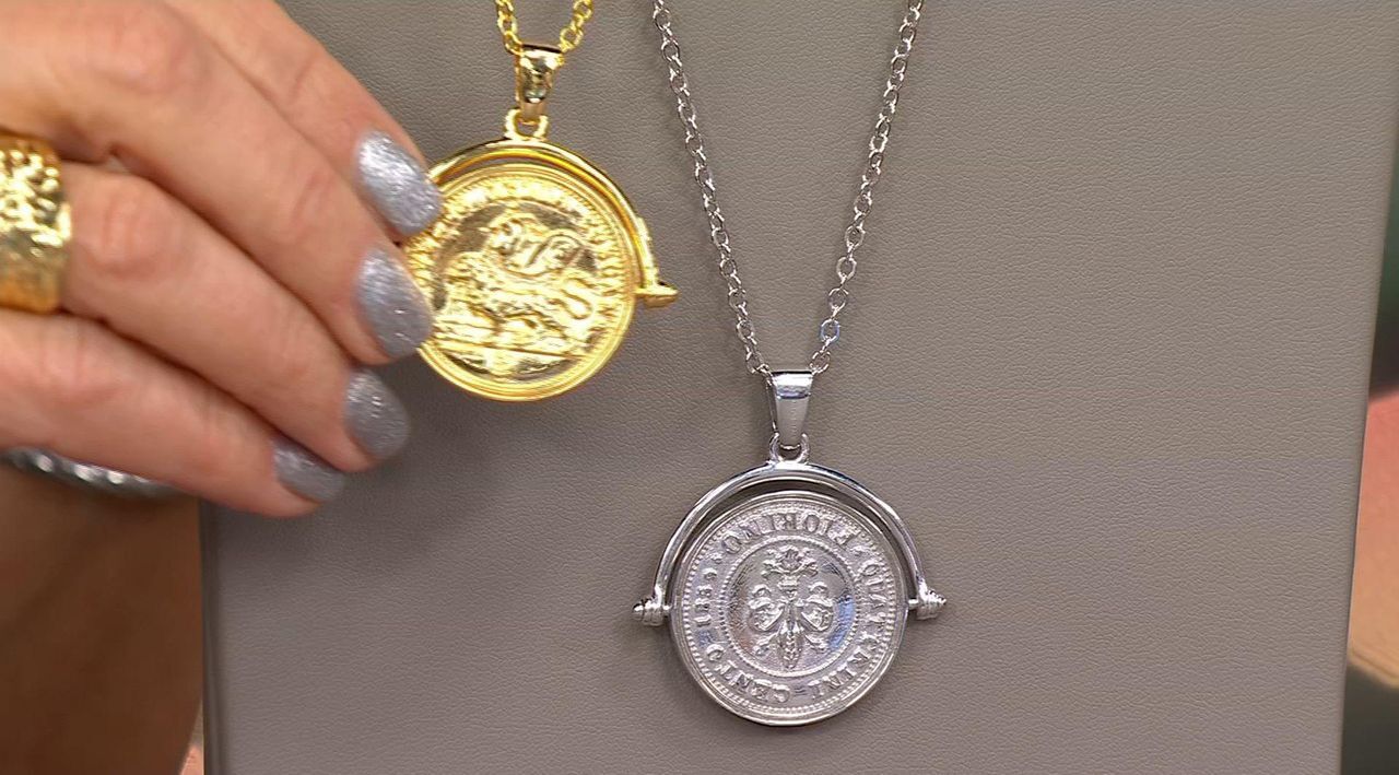 Fiorenza Reversible Fleur-de-lis Coin Pendant with 30