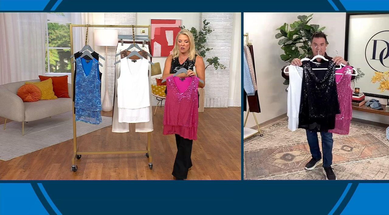 DG2 by Diane Gilman Sequin Front Combo Easy Tank - 23506382