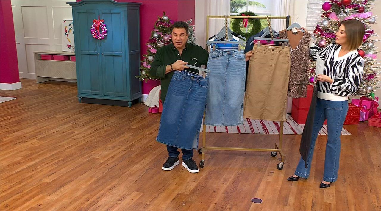 DG2 by Diane Gilman New Classic Stretch Denim Midi Skirt w/Side