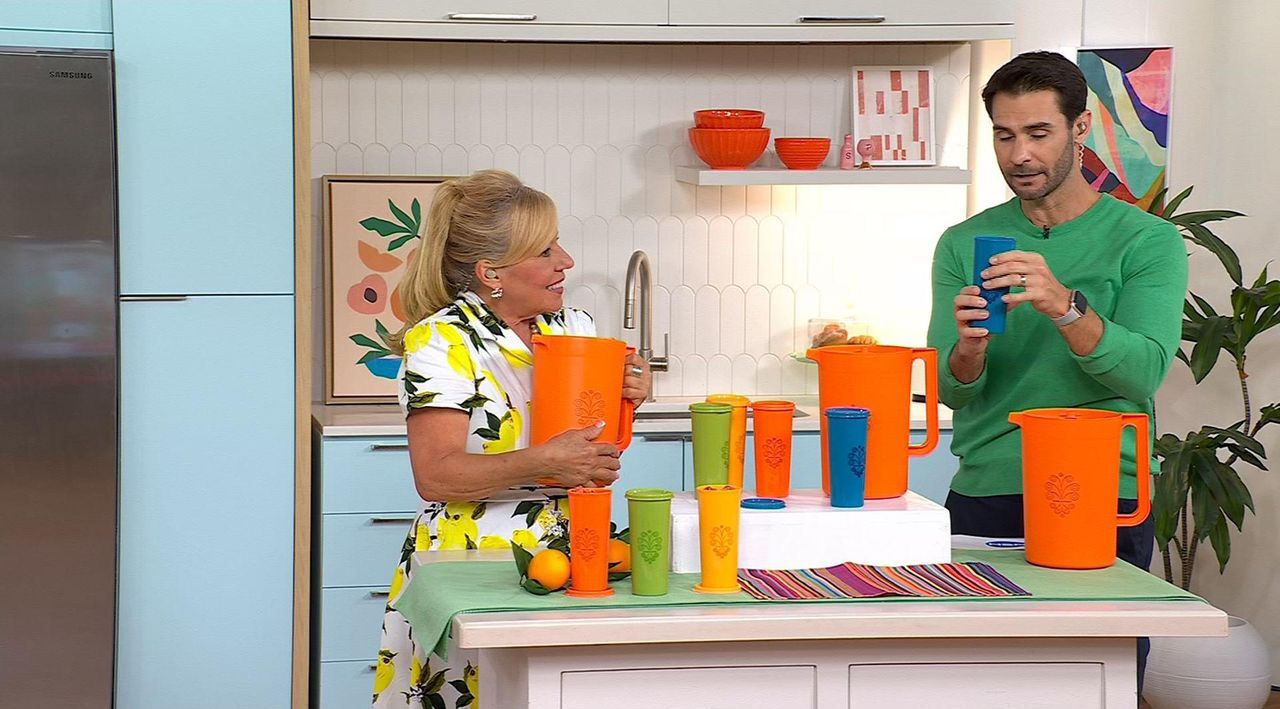 Tupperware® 10-piece Heritage Embossed Pitcher and Tumbler Set | HSN