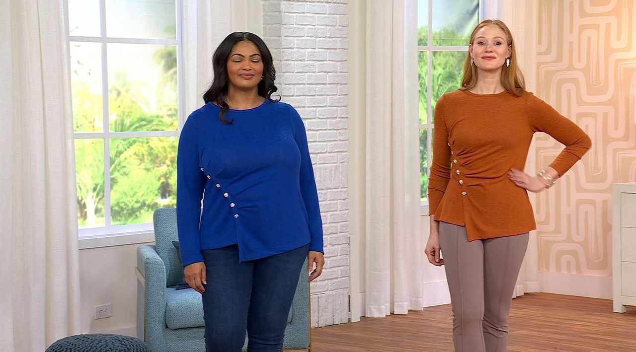 DG2 by Diane Gilman Crystal Button Detail Top | HSN