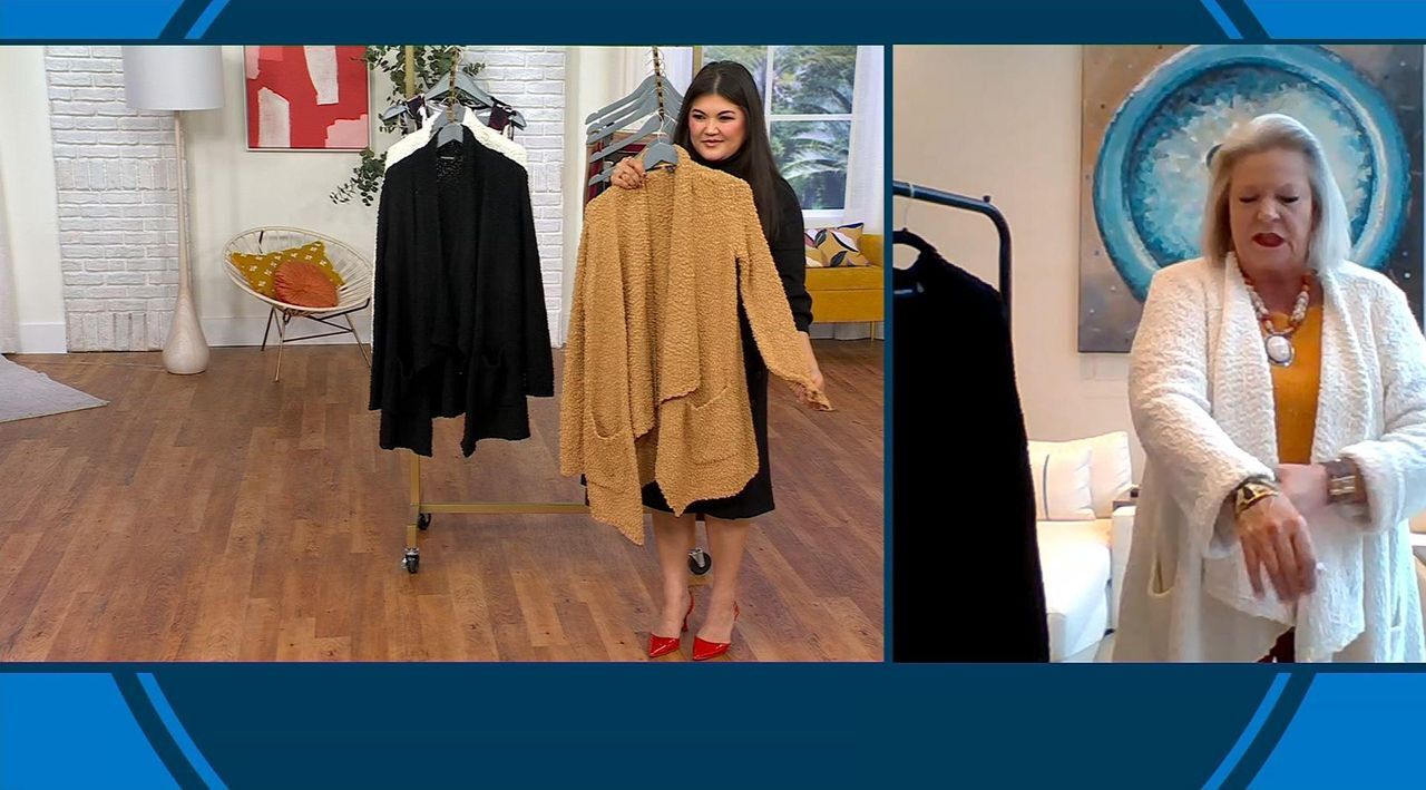 Nina Leonard Draped Open Front Cardigan | HSN