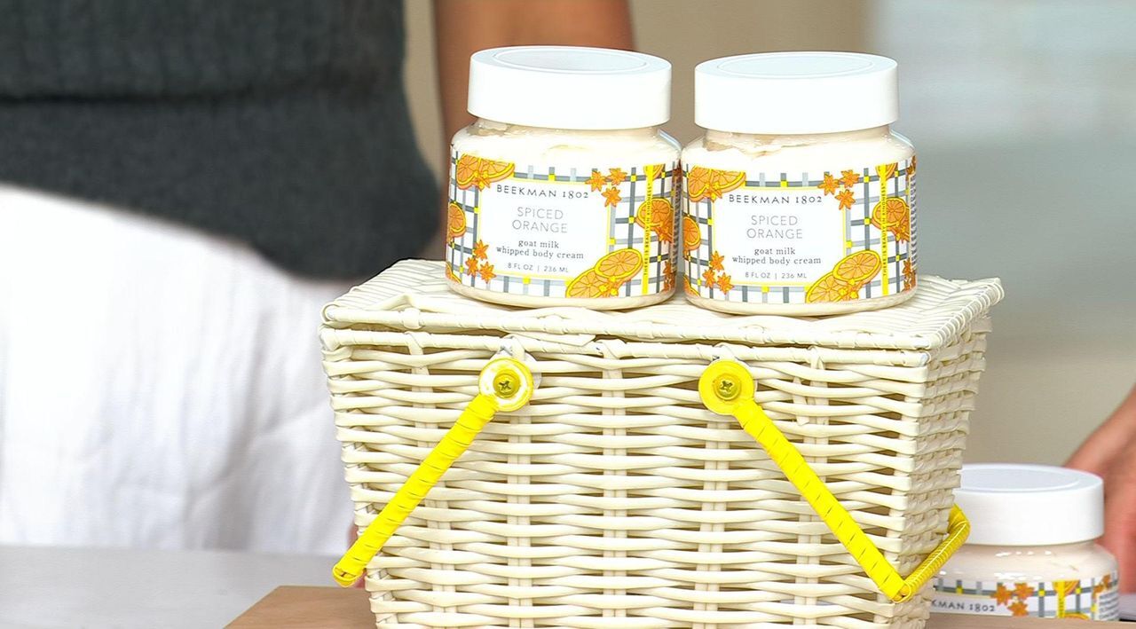 Beekman 1802 Goat Milk 2pk Spiced Orange Body Cream with Basket | HSN