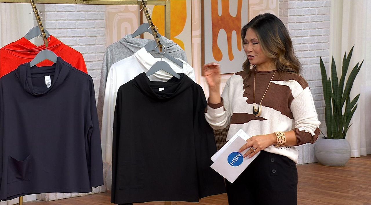 WynneLayers Cotton Curved Hem Cowl Neck Top - 23573624 | HSN