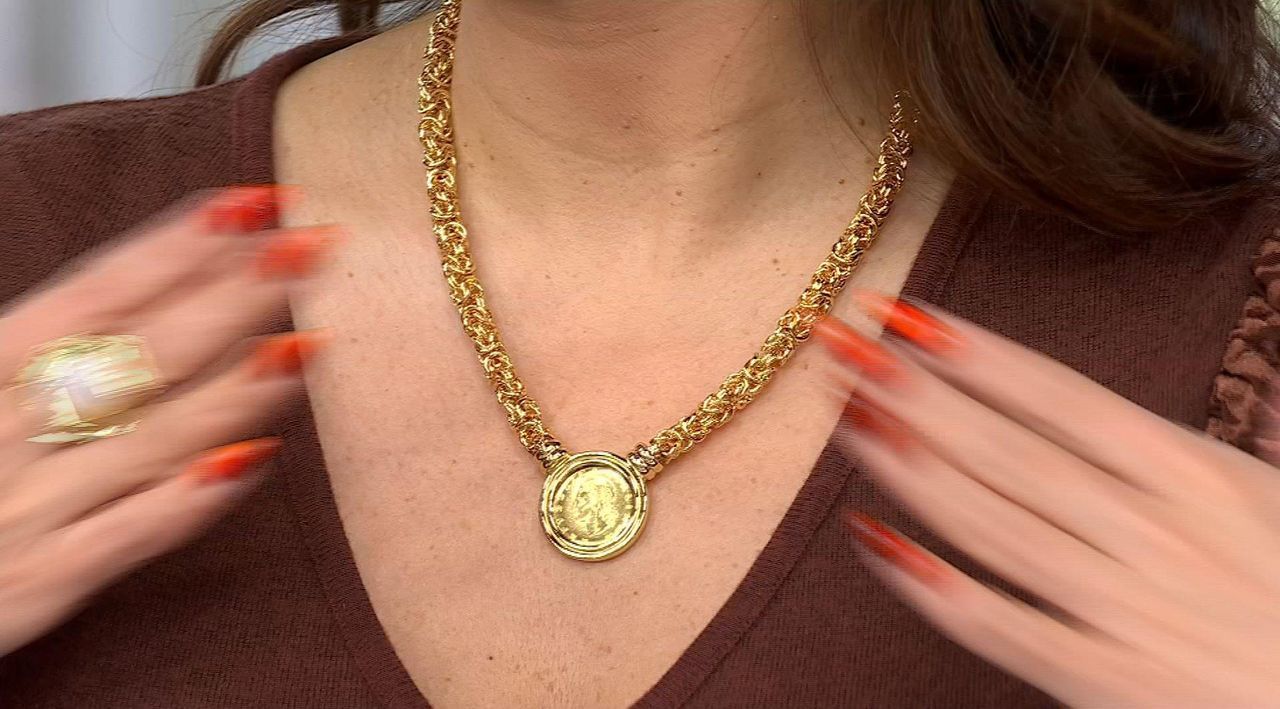 アクセサリー　まとめ　1719 Bellezza 20 Lira Coin Bronze Byzantine Chain Necklace | HSN