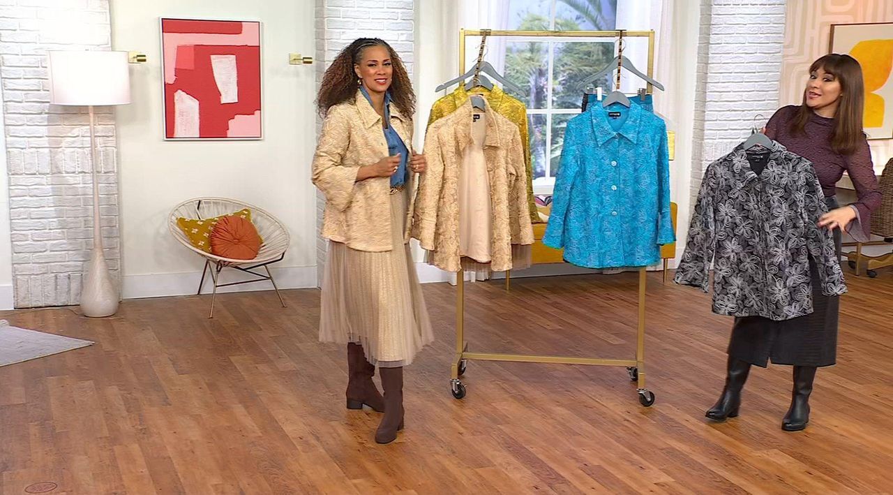 Antthony Novelty Lace & Soutache Long Sleeve Jacket | HSN