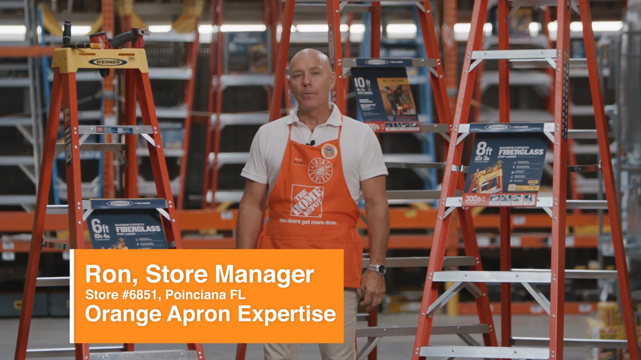 Werner 6 ft. Fiberglass Step Ladder (10 ft. Reach Height) with 300