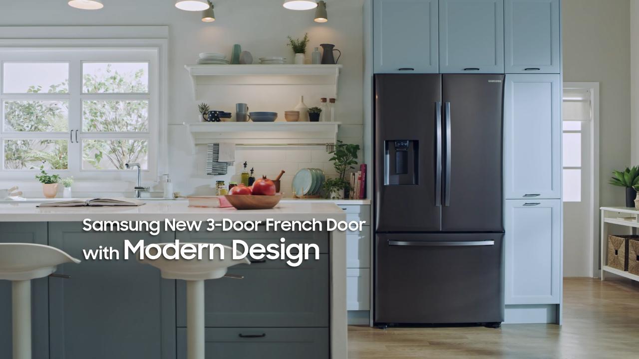 22 cu. ft. Smart 3-Door French Door Refrigerator with External Water  Dispenser in Fingerprint Resistant Stainless Steel Refrigerators -  RF22A4221SR/AA