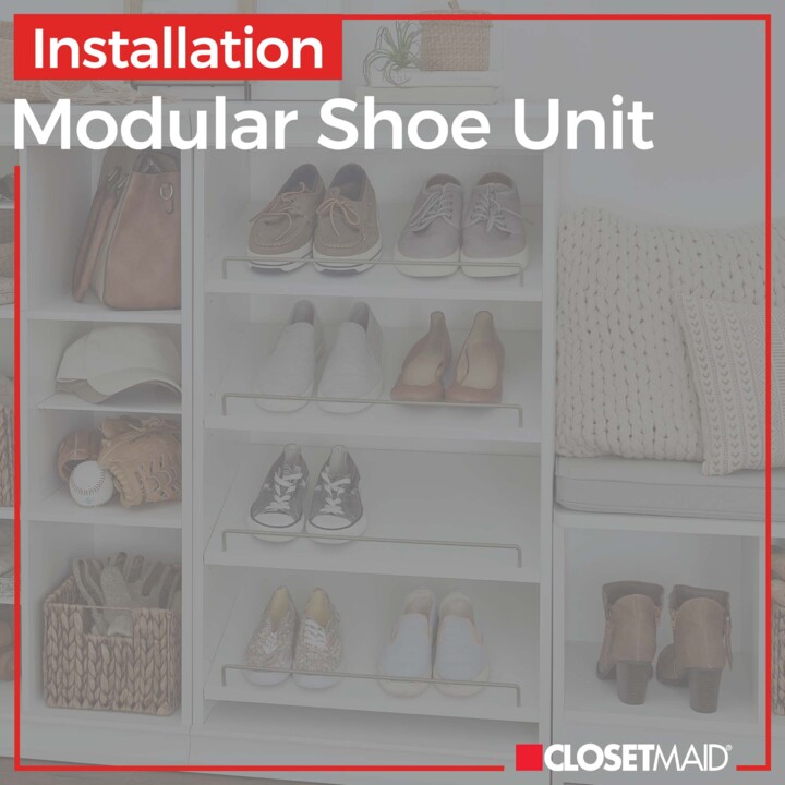 Modular Closets 4 Tiered White Slanted Shoe Shelf Closet Organizer Unit,  25.5 X 36 
