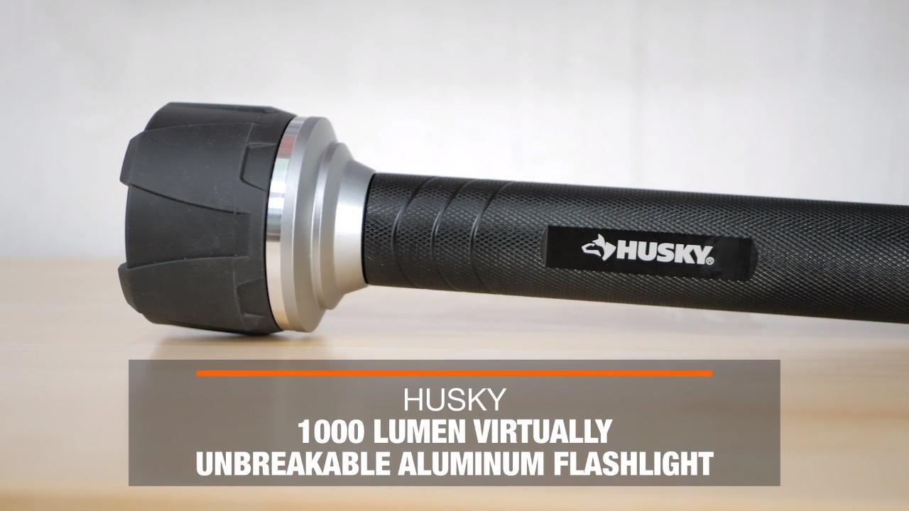 Husky - 1000 Lumen Virtually Unbreakable Aluminum Flashlight