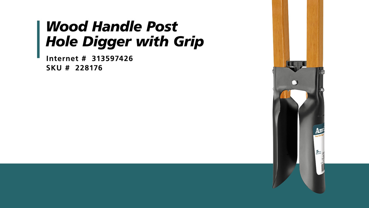 Anvil 47 in. L Wood Handle Steel Post Hole Digger 77568-948 - The