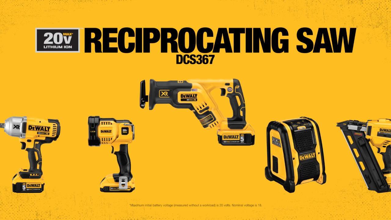 DEWALT 20V MAX* XR Reciprocating Saw, Compact, Tool Only (DCS367B) - 5