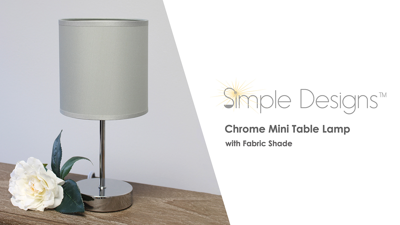 Simple Designs Chrome Mini Basic Table Lamp with Fabric Shade 2 Pack Set - Black