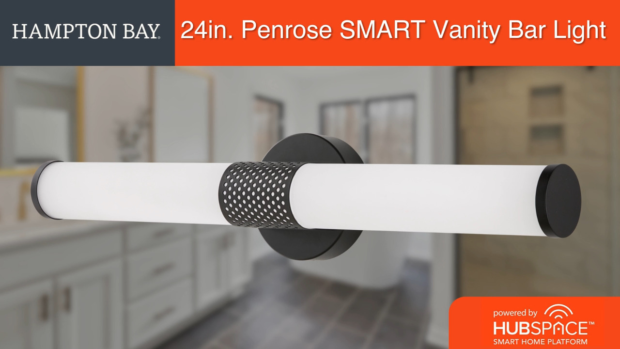 Hampton Bay 24 in. PENROSE Matte Black Perforated LED Vanity Bar