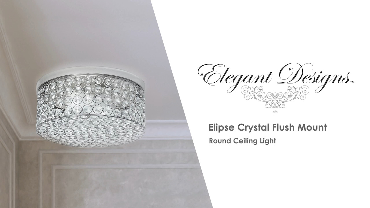 Crystal Flush Ceiling Light Fixture Modern Chrome Mount Chandelier Clear 2 Steel 