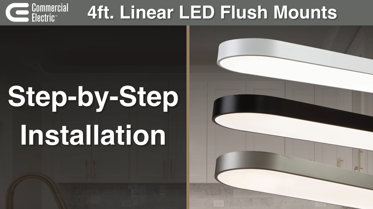 4 ft. x 6 in. Black LED Flush Mount Ceiling Light Fixture 2700K 3000K 3500K 4000K 5000K 2800 Lumens 40-Watt 120-Volt, image size:1280x720