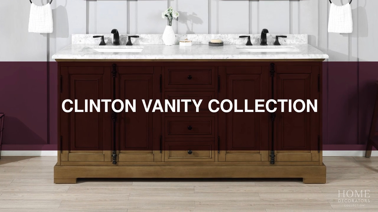 Home Decorators Collection Clinton 72 in. Double Sink Almond Latte Bath  Vanity with Carrara Marble Top (Assembled) Clinton 72AL, image size:1280x720