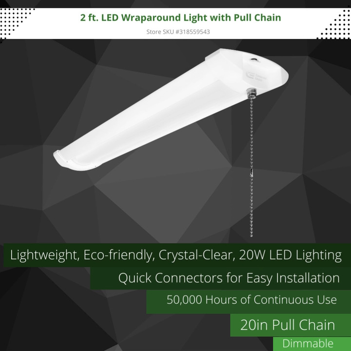 Shop Lights, Wraparound, 40W, 8-inch, LED LIGHTING