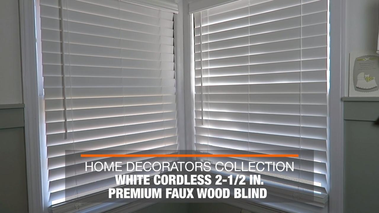 CUSTOM CUT Sizes Home Decorators White Cordless 2" Premium Faux Wood Blinds 