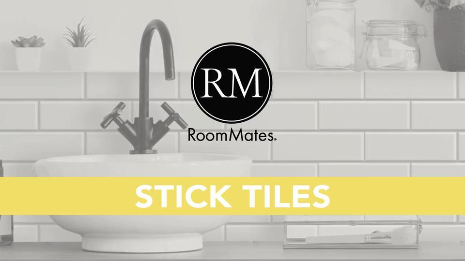 RoomMates Subway Stick Tiles, White - 4 pack