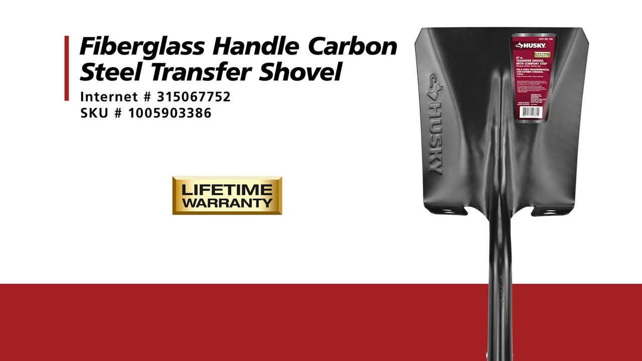 Husky 47 in. L Fiberglass Handle Carbon Steel Transfer Shovel with