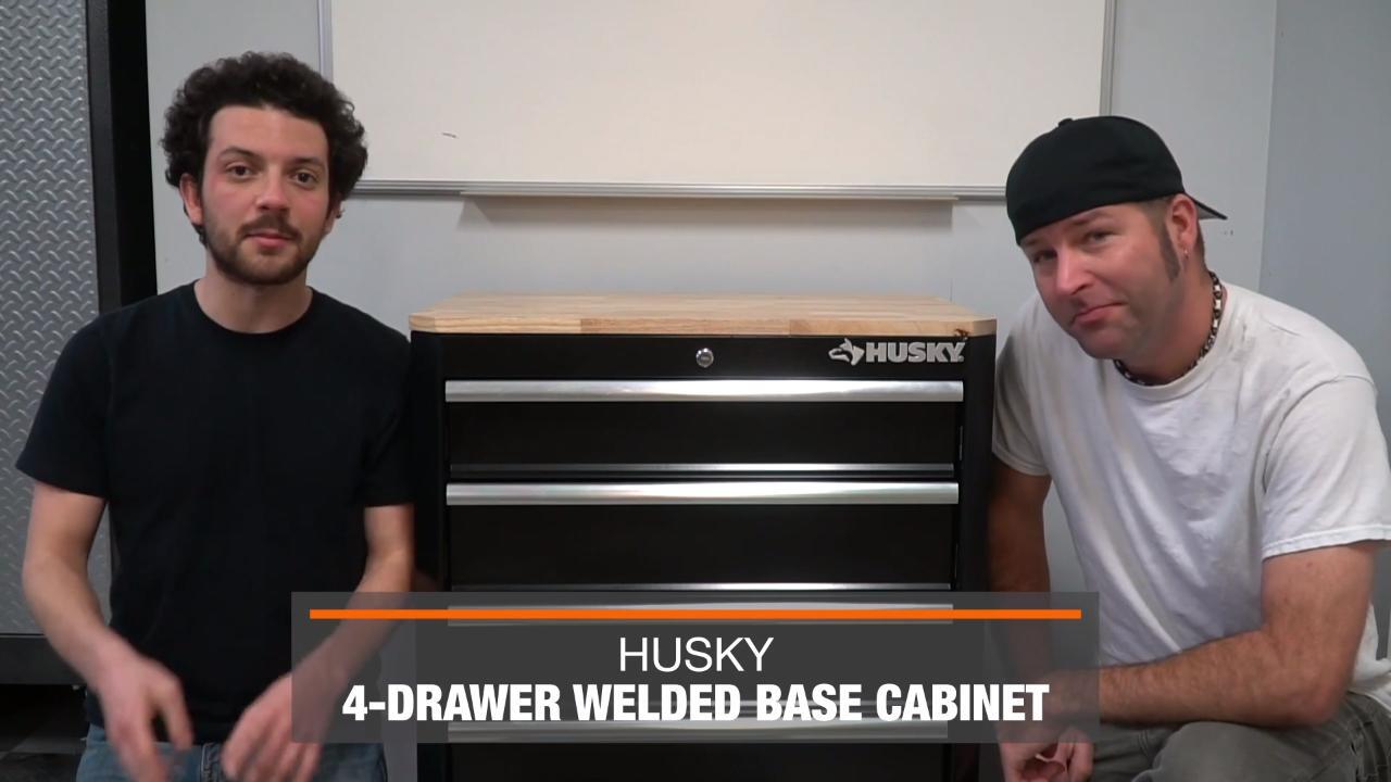 Husky 26.5 in. W x 18 in. D Standard Duty 4-Drawer Rolling Tool Cabinet in  Gloss Black HKST98066BK - The Home Depot