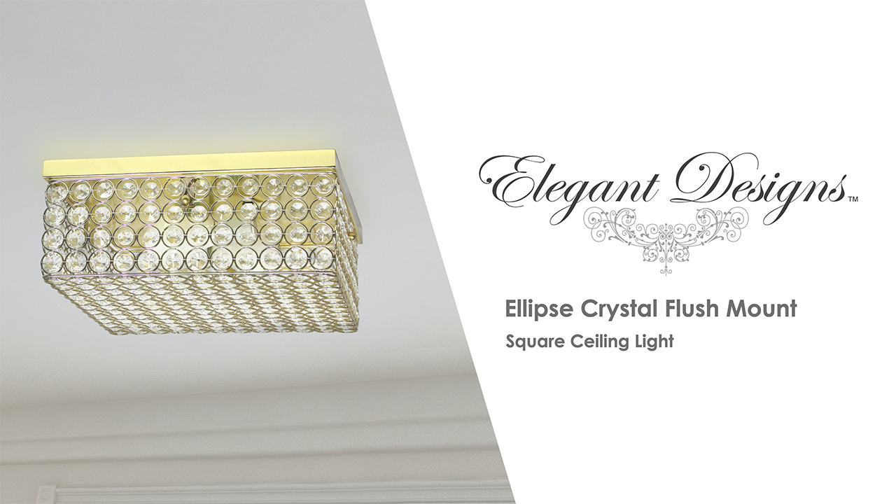 Elegant Designs12 In 2 Light Elipse Chrome Square Flushmount for sale online 