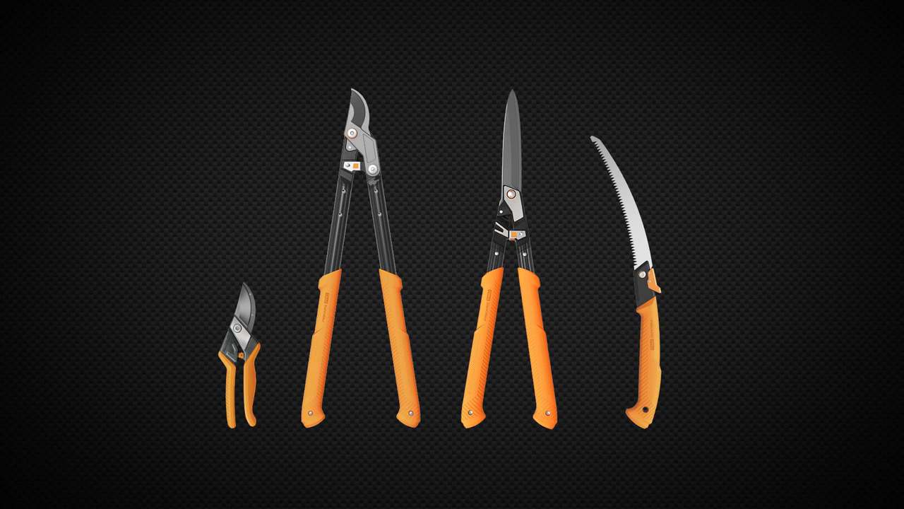 Fiskars 3-Piece Pro Garden Tool Set with Lopper, Hedge