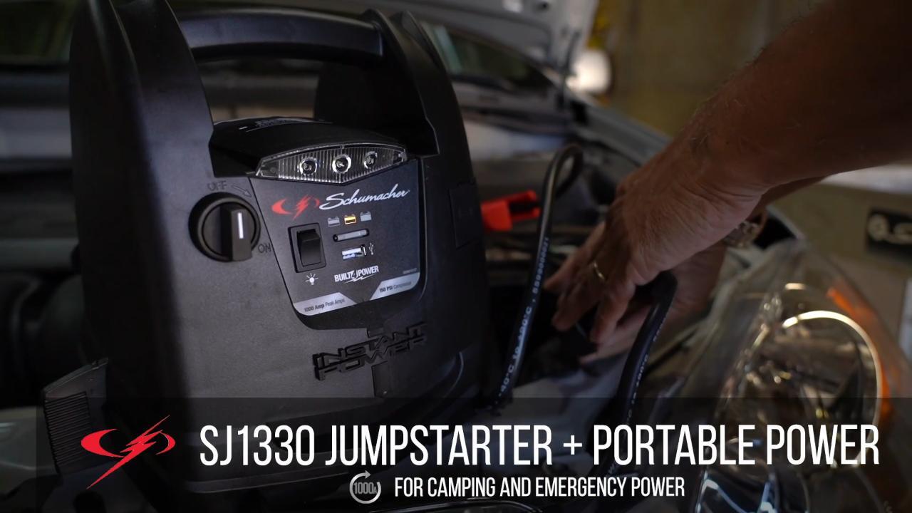 1000 Peak Amp Portable Power and Jump Starter with Air Compressor