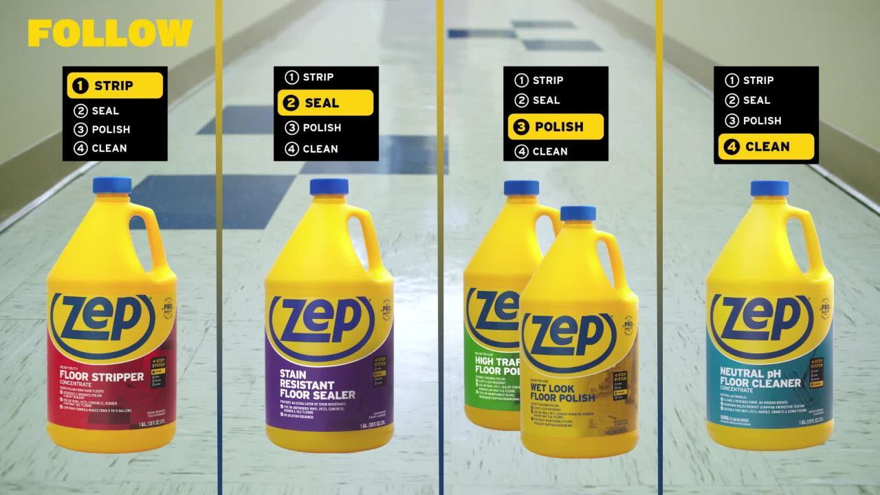 Zep Industrial Multi-Surface Floor Cleaner - 1 Gallon, (Case of 4) ZUMSF128 - All-Purpose Floor Cleaner (Spray Mop Refill)