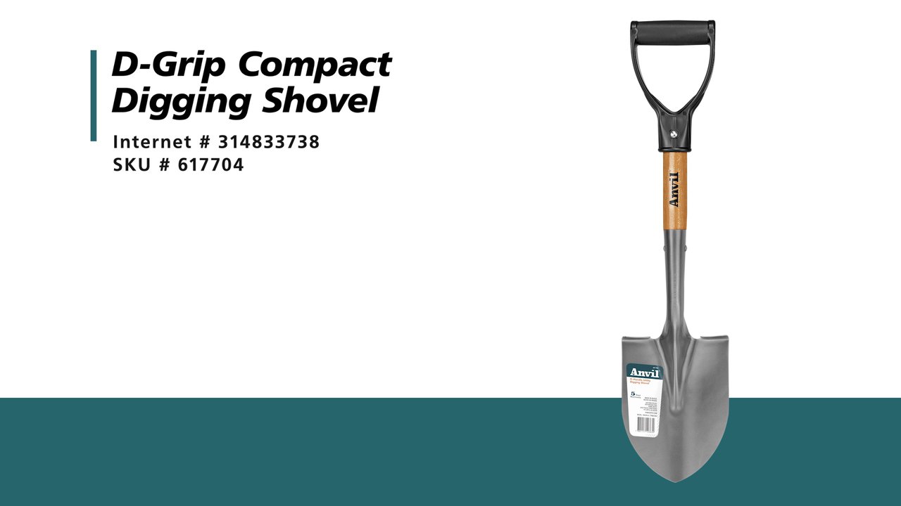 Anvil 18 in. Wood D-Grip Short Handle Carbon Steel Compact Digging