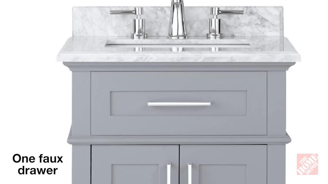 Home Decorators Collection Sonoma 24 In W X 2025 In D Vanity In Pebble Grey With Carrara Marble Top With White Sinks 9784800240 The Home Depot