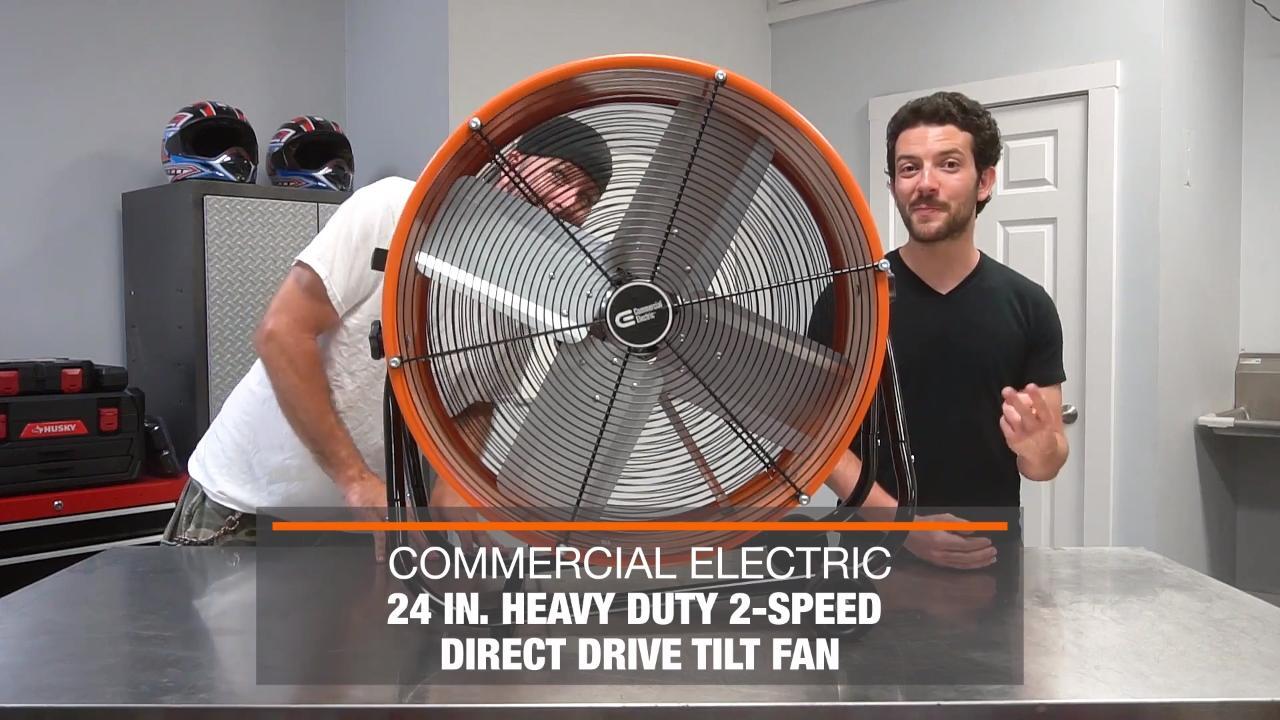 Commercial Electric 24 in. Heavy Duty 2-Speed Direct Drive Tilt Drum Fan  BF24TFCE - The Home Depot