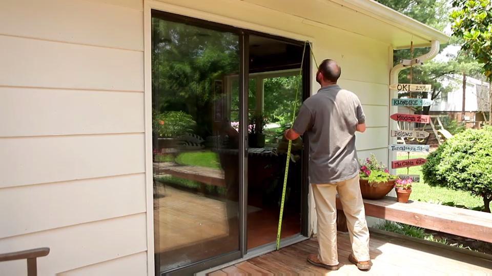 Modification of pre-hung double French door with mini blinds