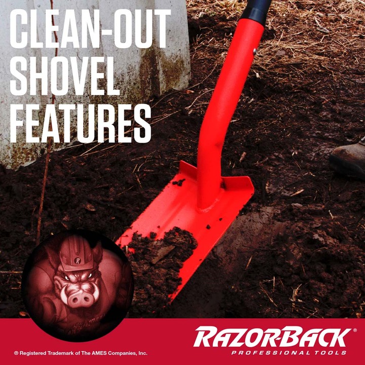 Razor-Back - 44 in. Fiberglass Handle Clean-Out Shovel