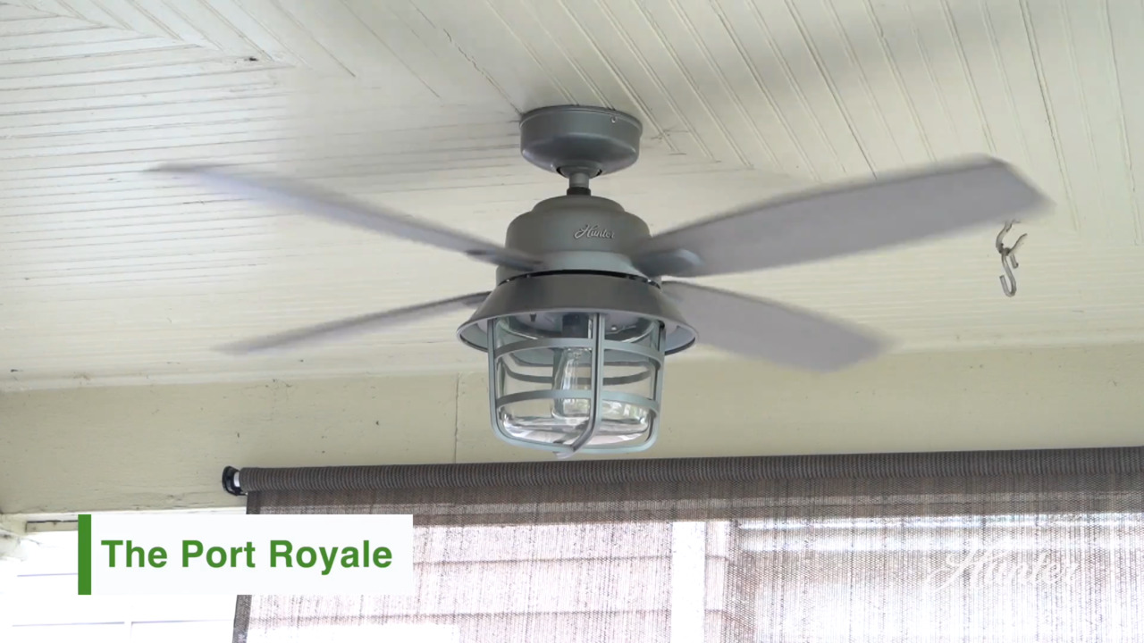 Hunter Port Royale 52 in. LED Indoor/Outdoor Matte Silver Ceiling 